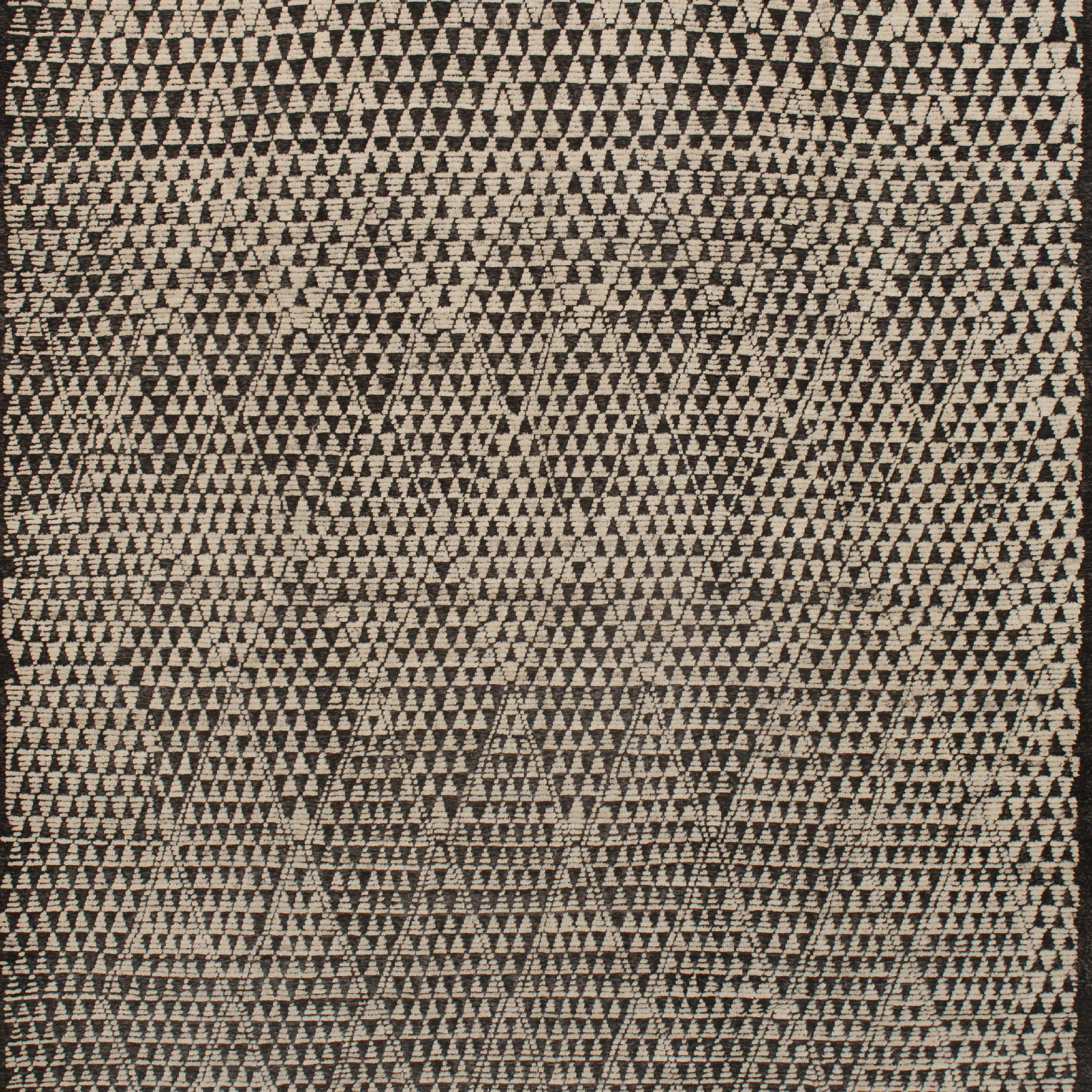 Black & White Zameen Transitional Wool Rug - 10'6" x 15'5"