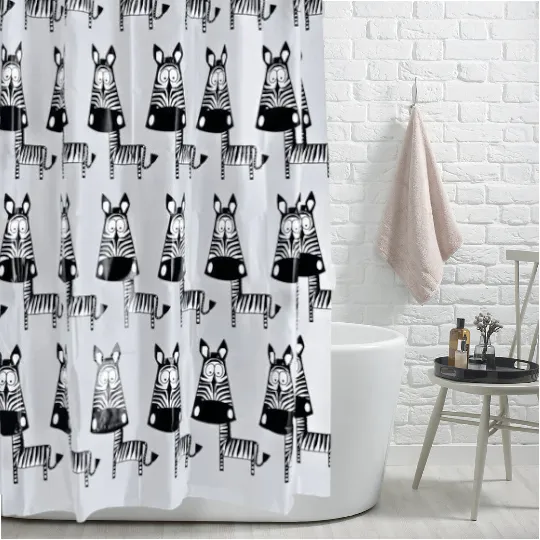 Black & White Zebra Print Shower Curtain