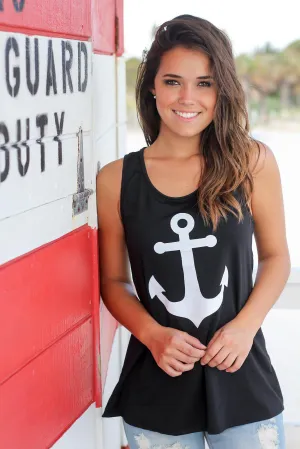 Black Anchor Racerback Tank