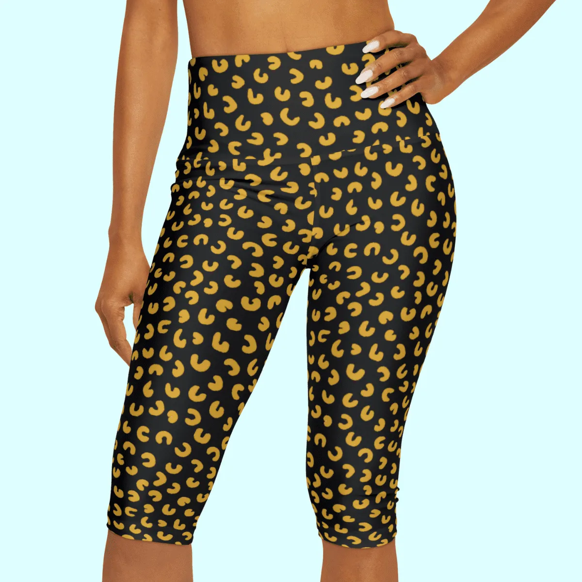 Black And Gold Yoga Capri Leggings