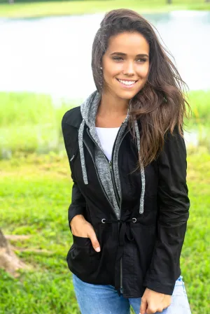 Black and Gray Hooded Jacket