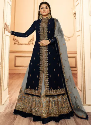 Black And Grey Wedding Lehenga Suit