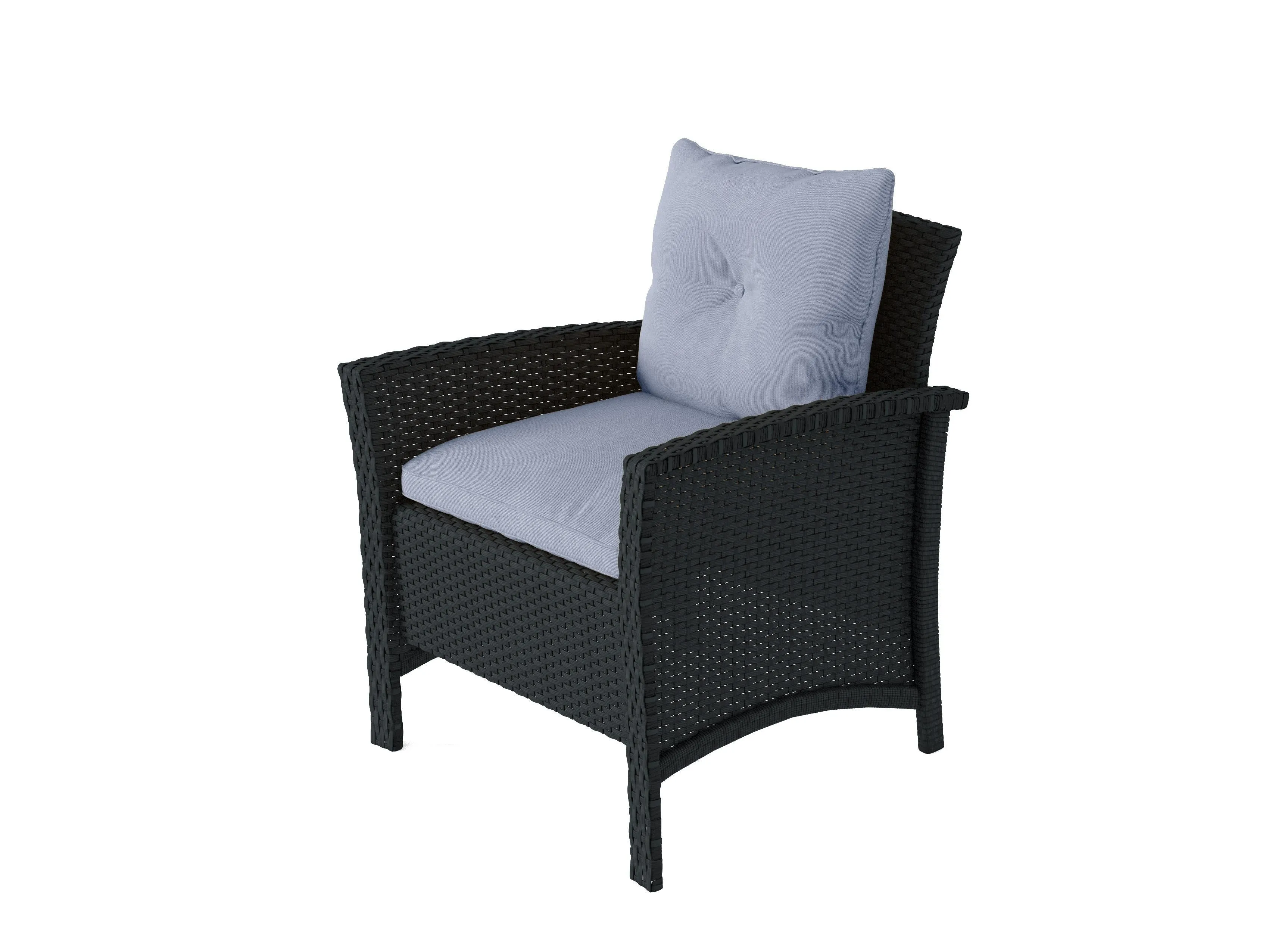 Black and Light Blue Wicker Patio 4pc Set