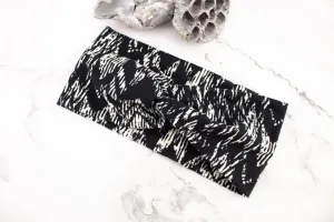 Black and Off White Chevron Knit Headband