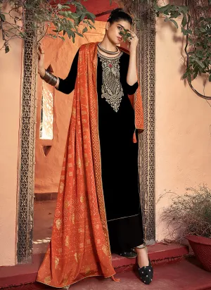 Black And Orange Pakistani Palazzo Suit