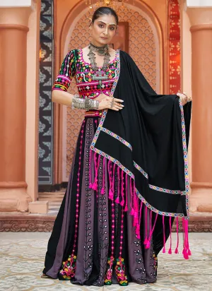 Black And Purple Multi Kutchi Embroidered Navratri Chaniya Choli