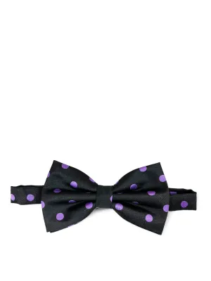 Black and Purple Polka Dot Bow Tie and Pocket Square