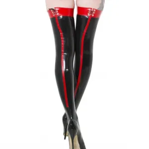 Black And Red Latex Stockings With Lacing