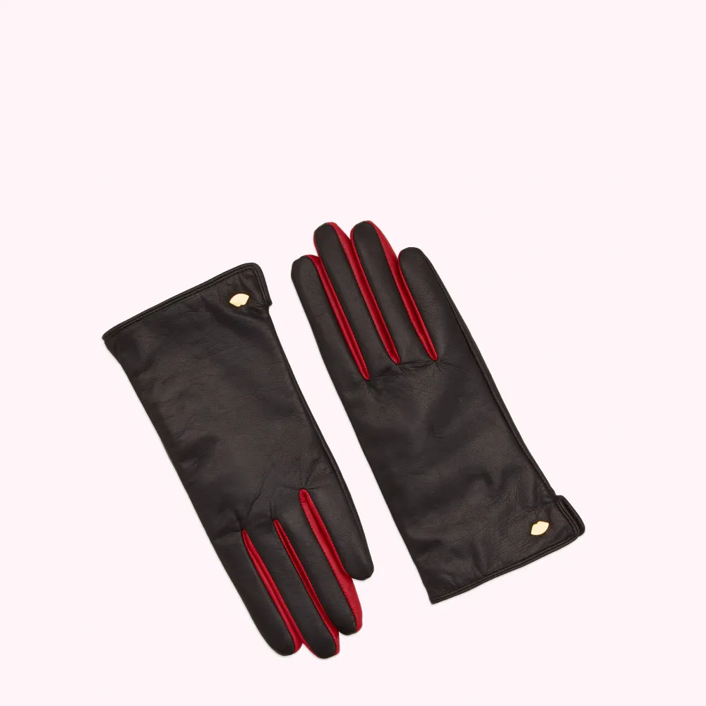 BLACK AND RED LIP PIN SAMANTHA GLOVE