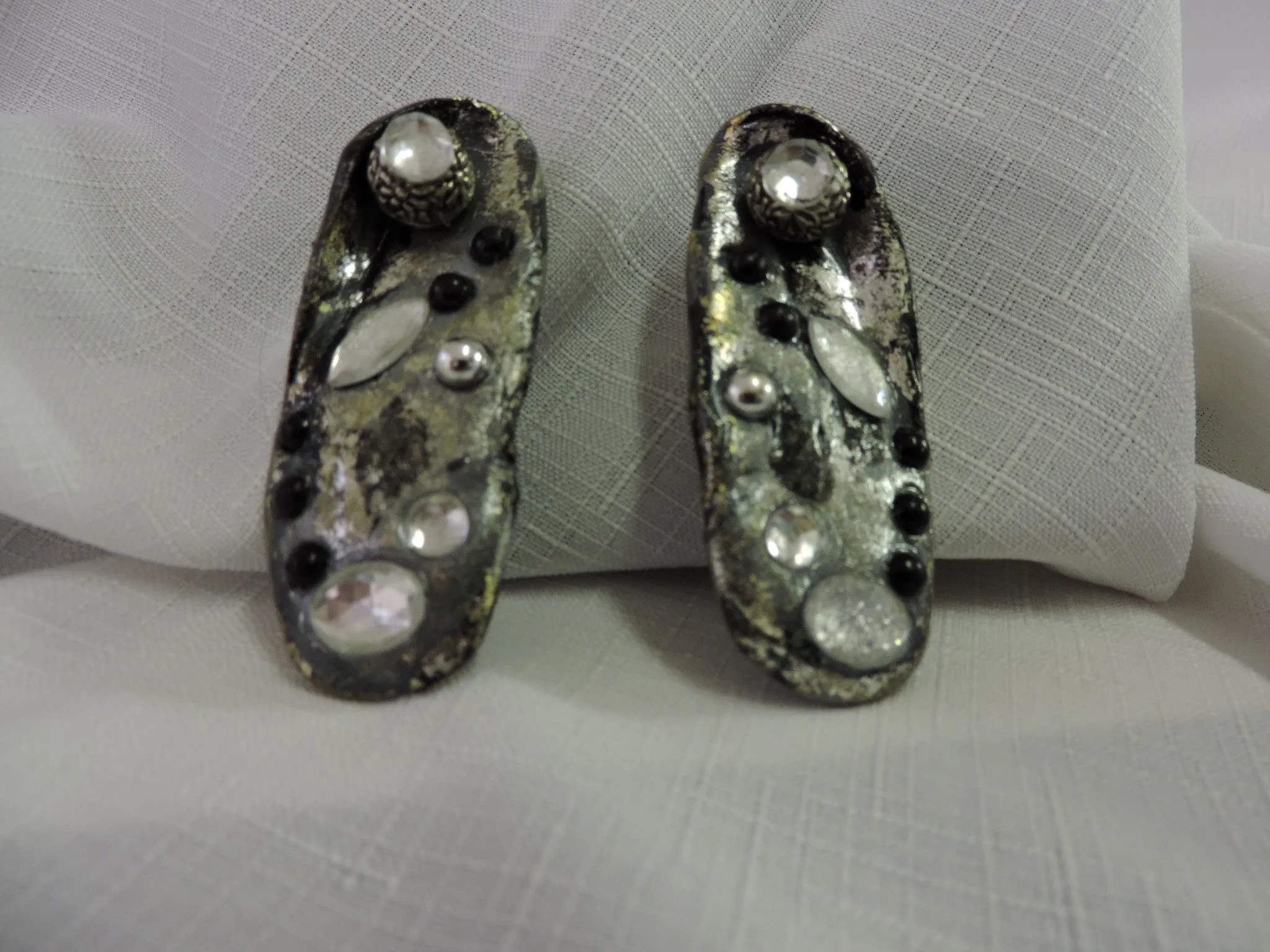 Black and Silver Clay Earrings