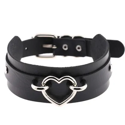 Black and Silver Heart Choker