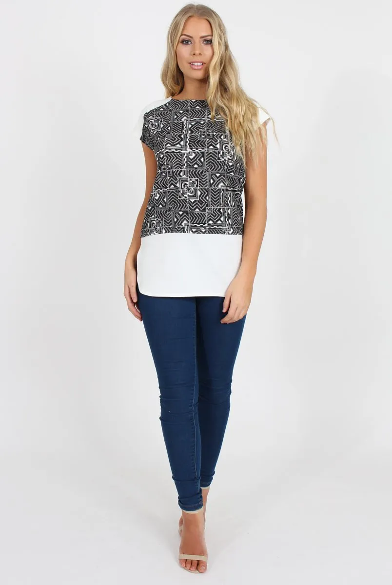 Black and White Aztec Tee - Jayla