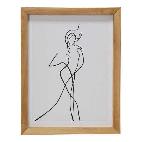 Black and White Body Outline Wooden Framed Wall Art