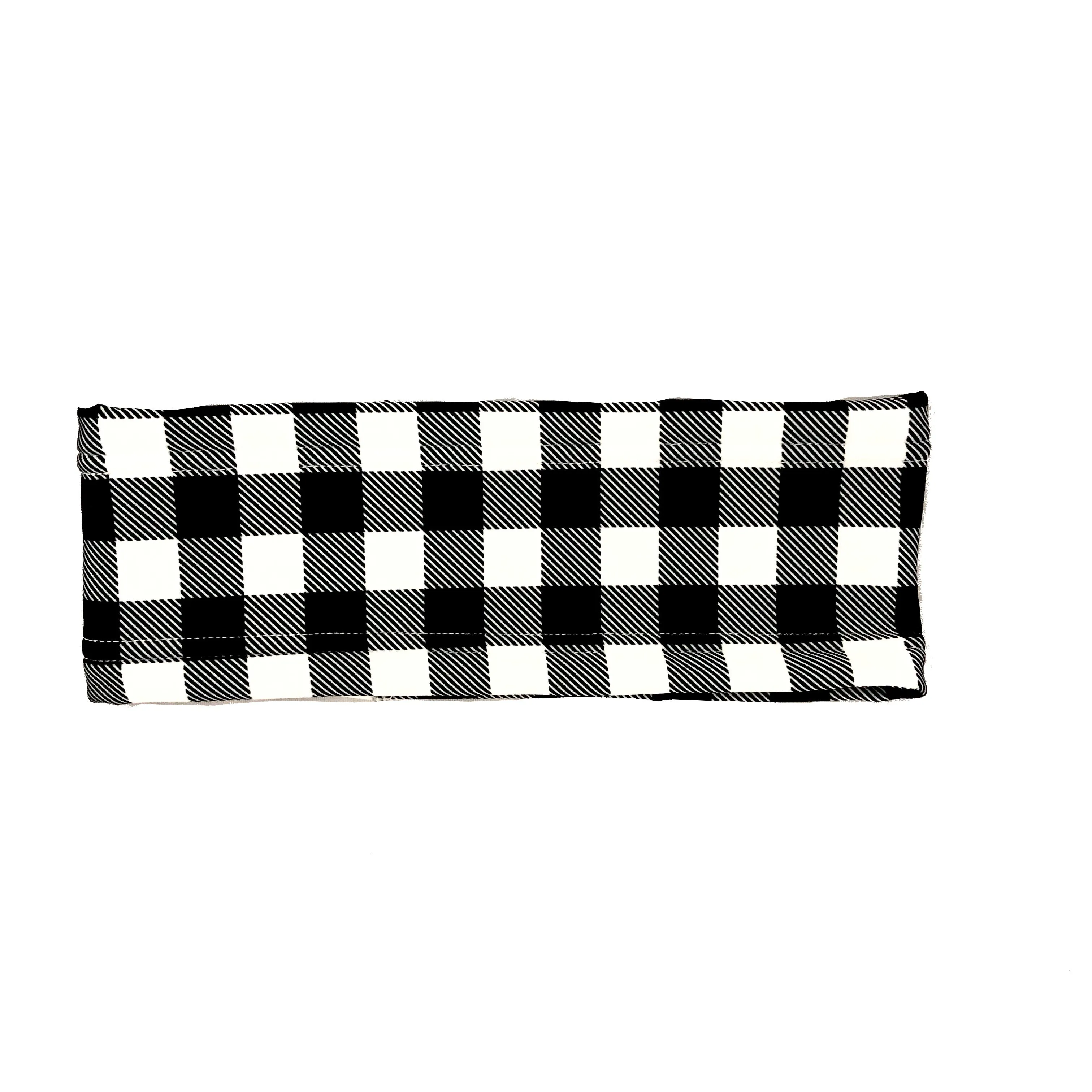 Black and White Buffalo Plaid Fleece Headband