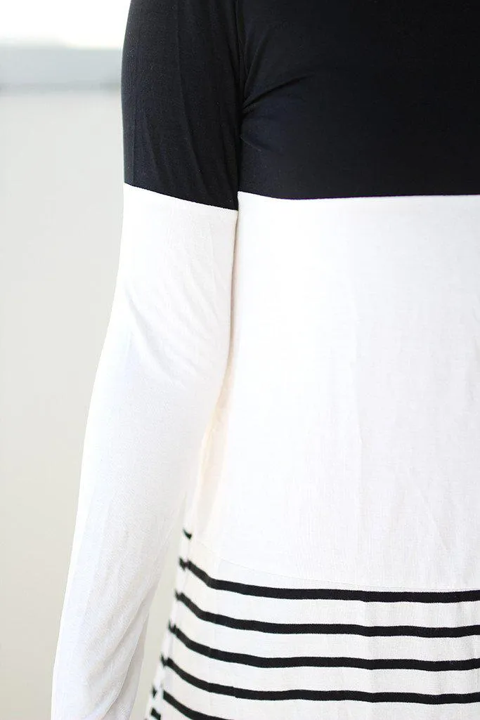 Black and White Color Block Top