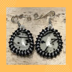 Black and White Dichroic Glass Earrings