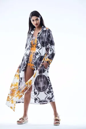 Black And White Faberge Egg Print Robe