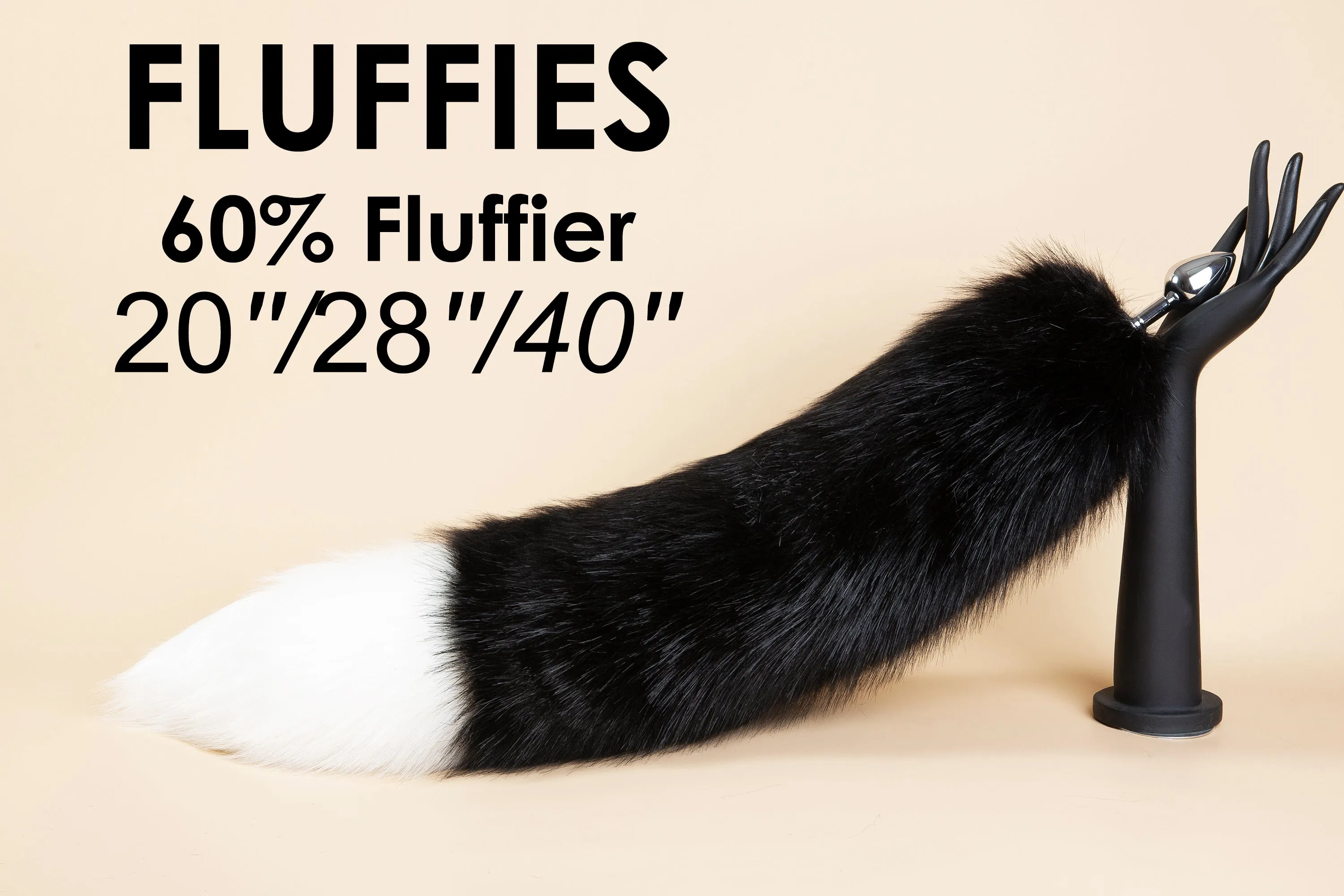 black and white fluffy fox tail plug wolf tail butt plug tail buttplug faux fur sex toy anal plug ass plug bdsm ddlg kitten tail plug