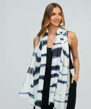 Black and White Linen Spring Summer Scarf