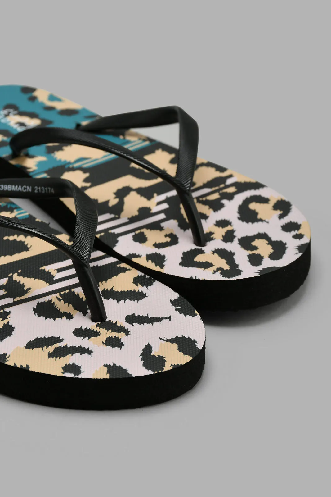 Black Animal Print Flip Flop