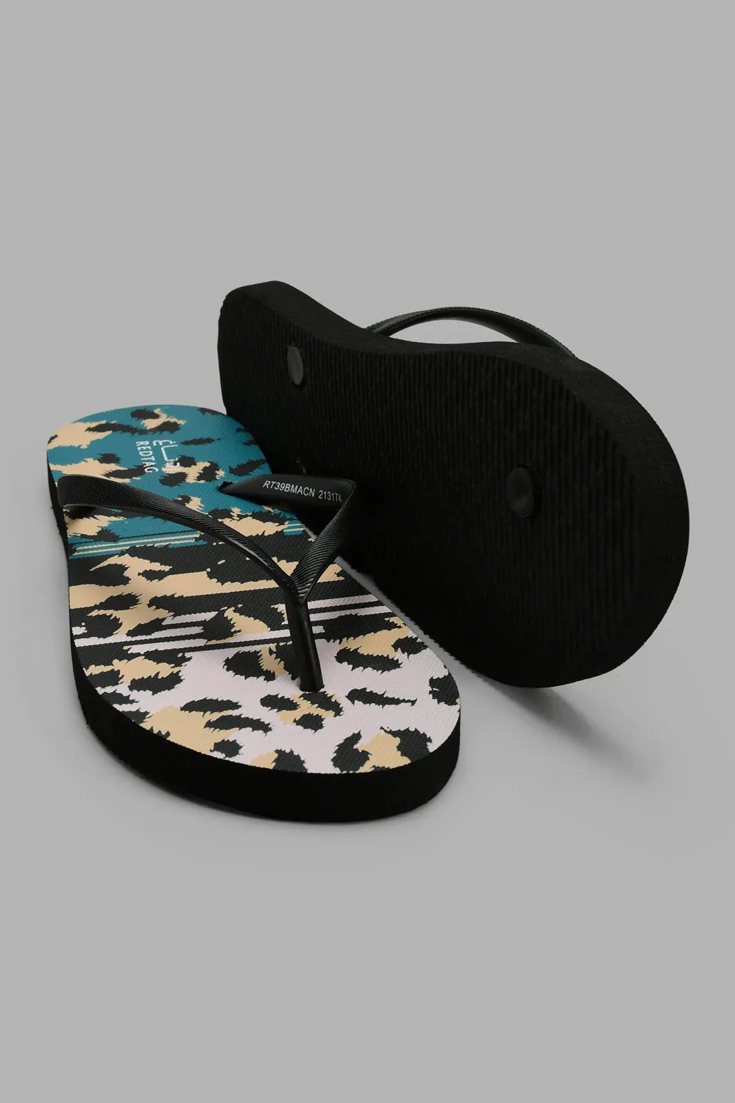 Black Animal Print Flip Flop