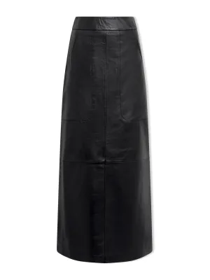 Black Arlo leather maxi pencil skirt