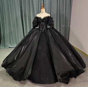 Black Ball Gown Quinceanera Long Sleeves Dress