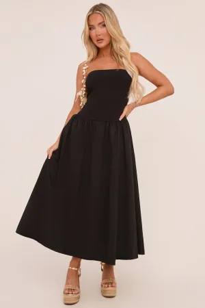 Black Bandeau Drop Waist Maxi Dress - Jillian