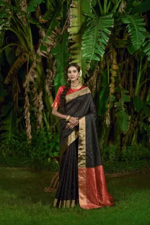 Black Bandhani Bhagalpuri Silk  Saree