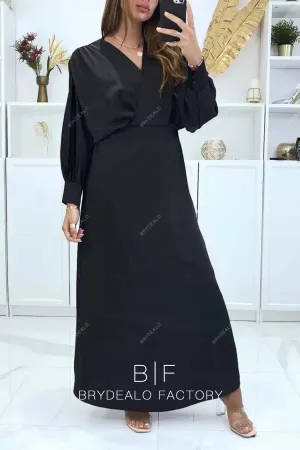 Black Batwing Sleeves Ankle Length Casual Dress