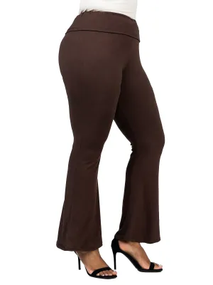 Black Bell Bottom Foldover Waist Plus Size Sweatpants