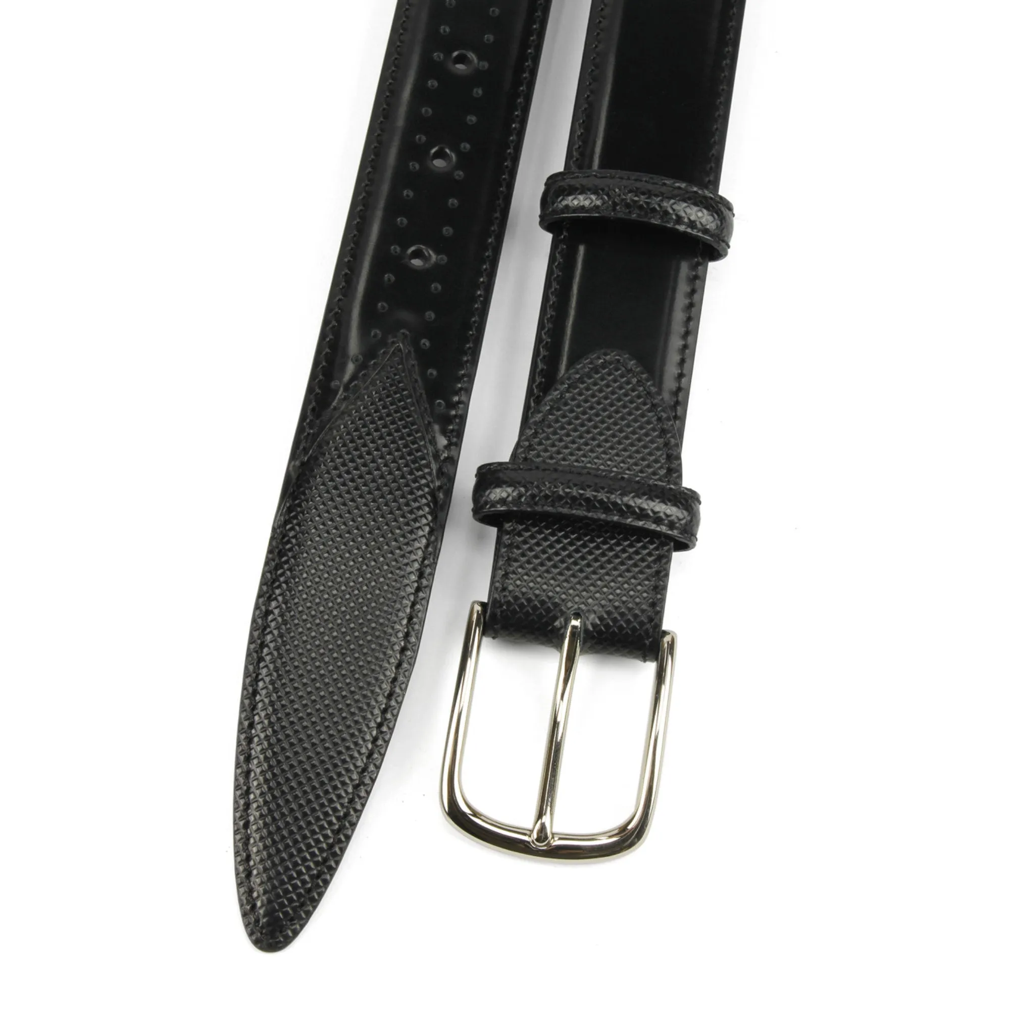 Black Belmondo Cordovan Effect Belt