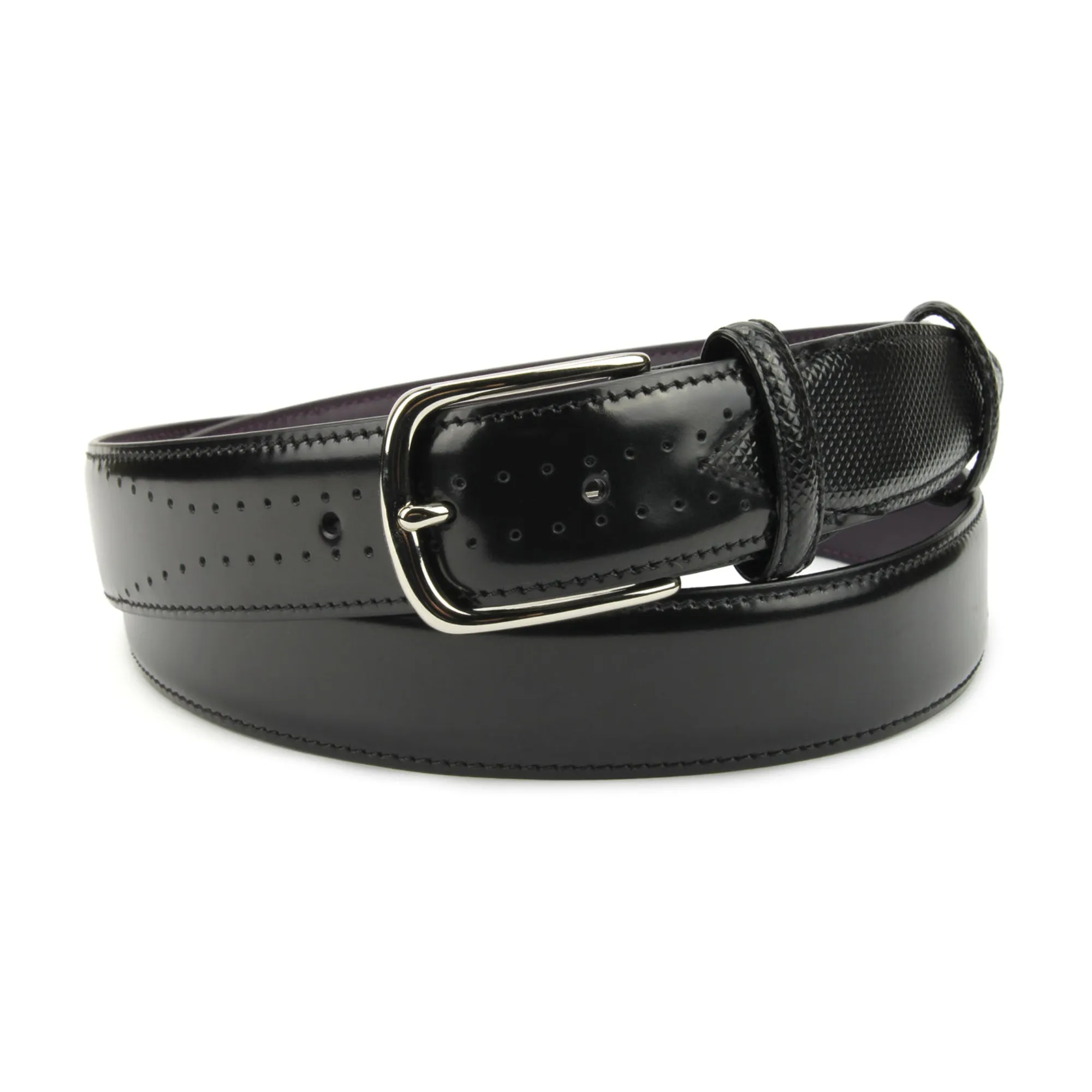 Black Belmondo Cordovan Effect Belt