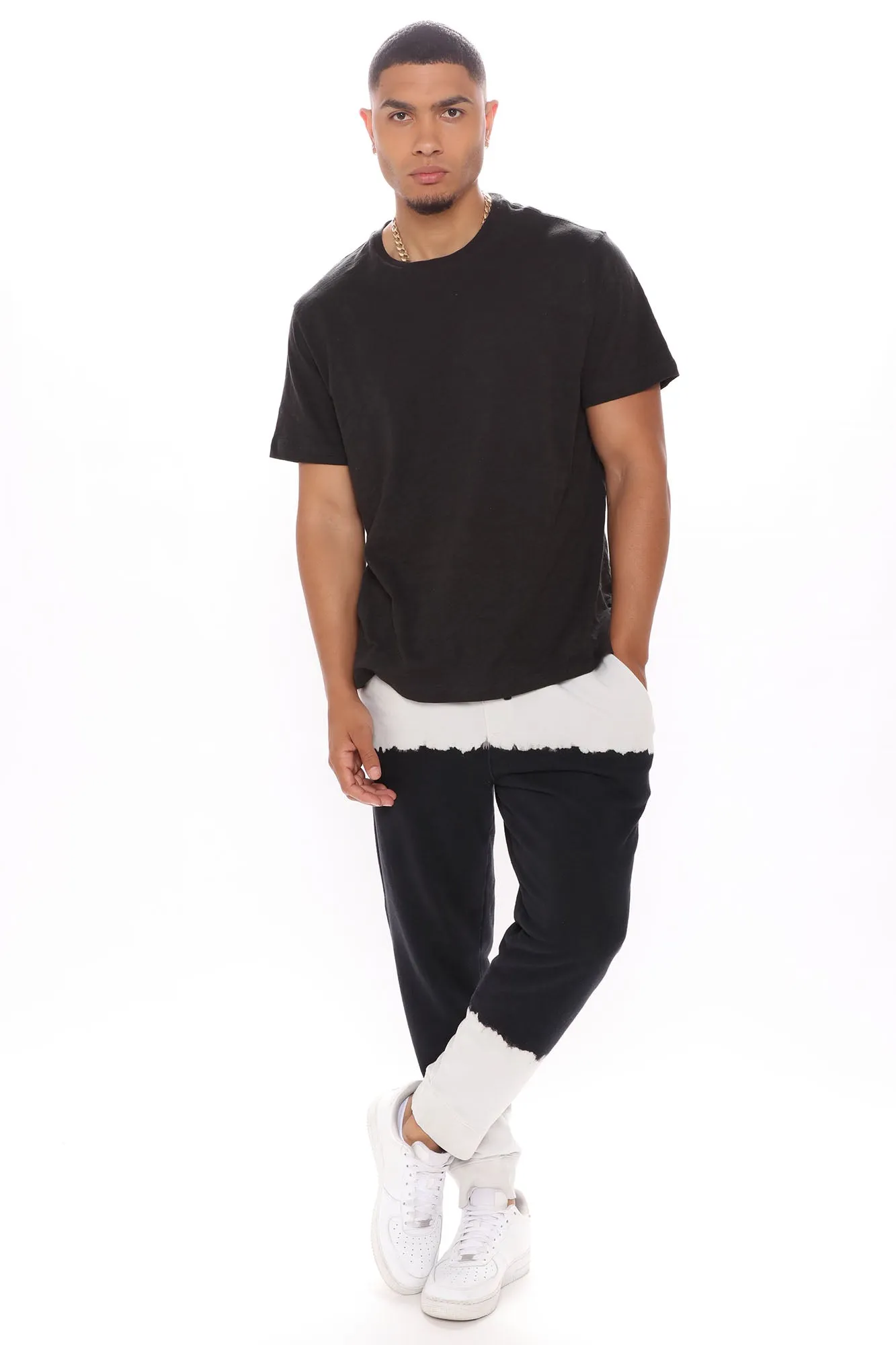 Black Bleach Dip Sweatpants - Black/combo