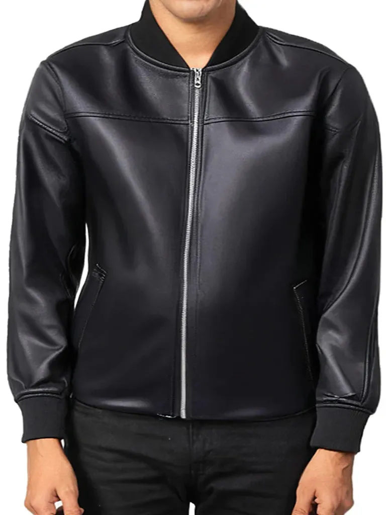 Black Bomber Leather Jacket