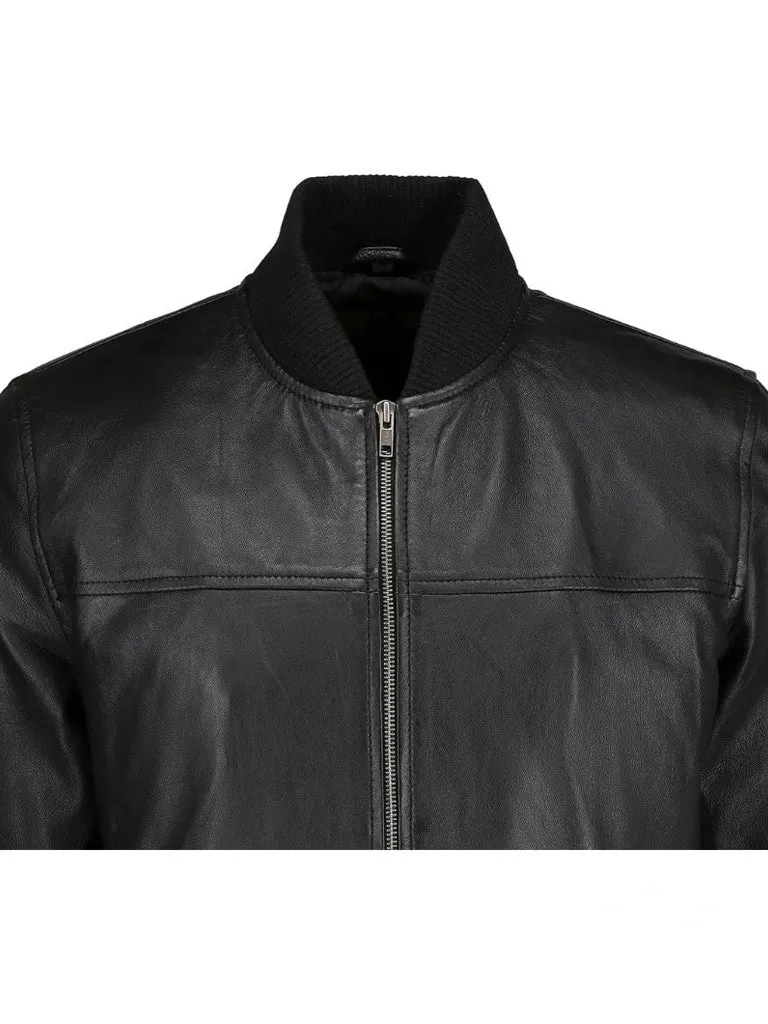 Black Bomber Leather Jacket