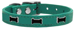 Black Bone Widget Genuine Leather Dog Collar Jade 12