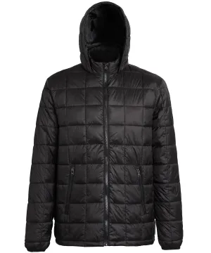 Black - Box quilt hooded jacket