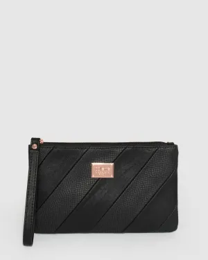 Black Brooke Stripe Wristlet