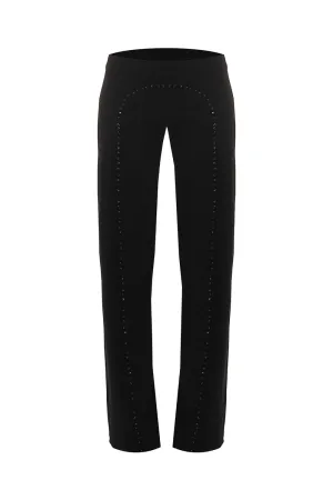 BLACK BUTTON CRYSTAL PANTS