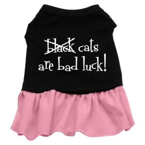 Black Cats are Bad Luck Screen Print Dress Black with Pink Sm (10)