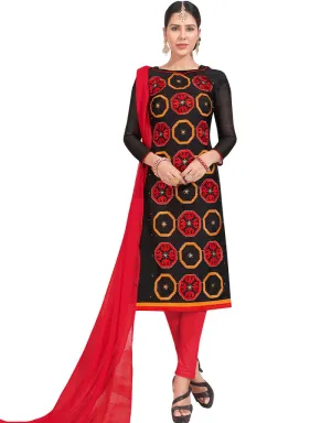 Black Chanderi Chudidar Salwar Suits