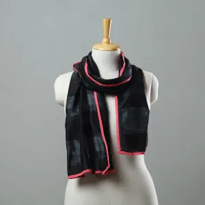 Black - Chanderi Silk Nui Shibori Tie & Dye Stole 11