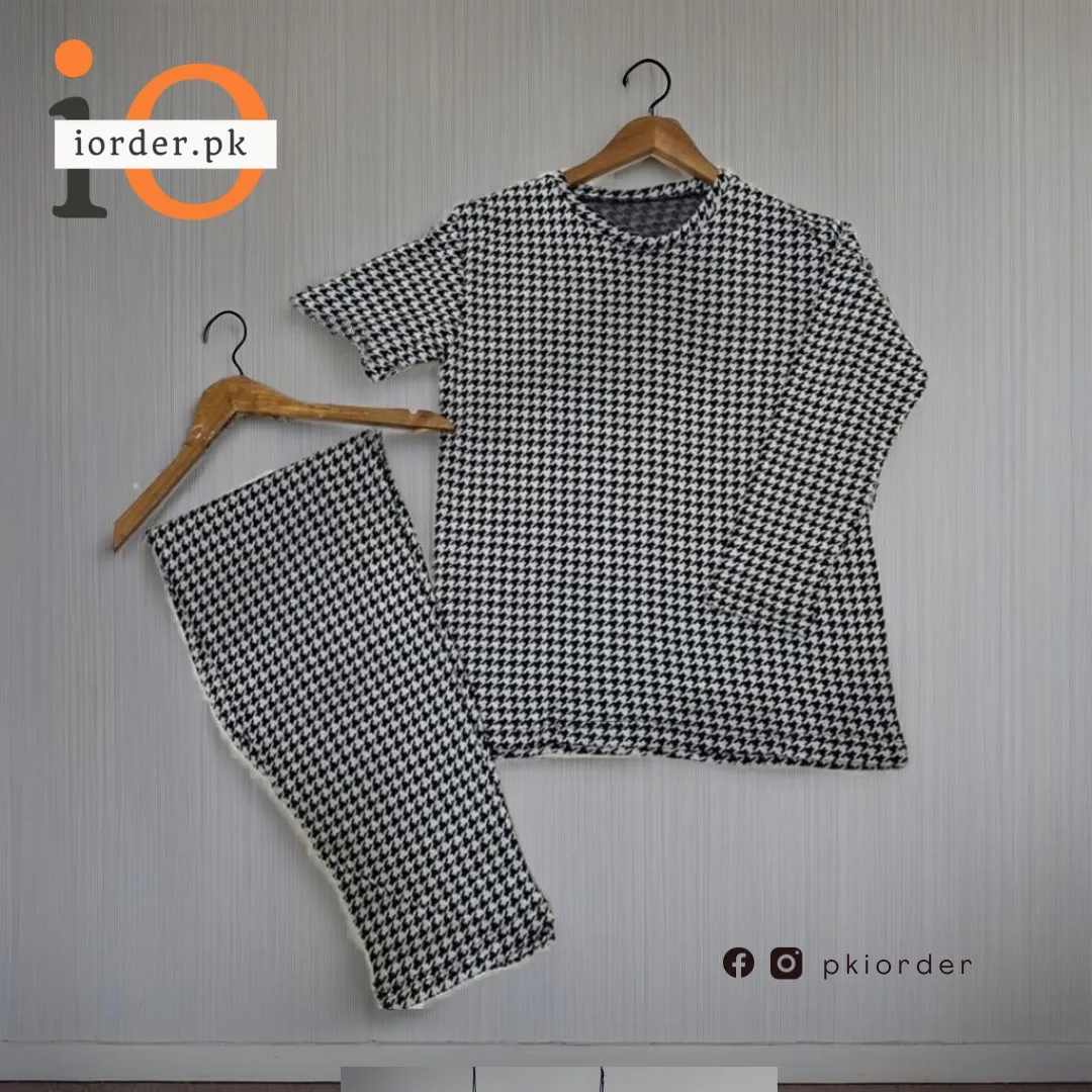 Black Check Pattern Loungewear Set