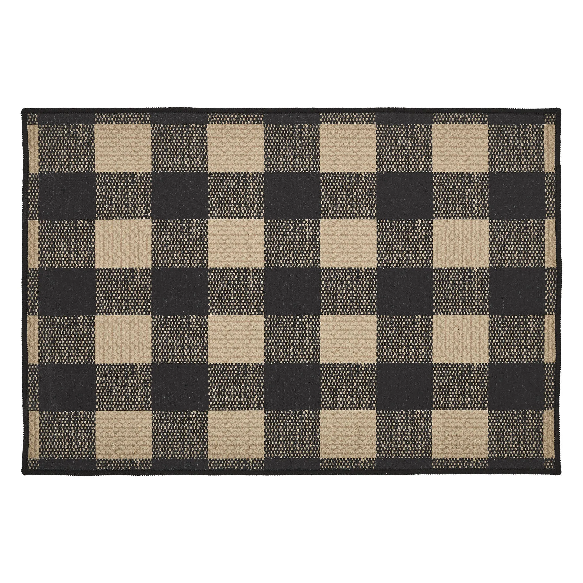 Black Check Polyester Rug Rect 20x30