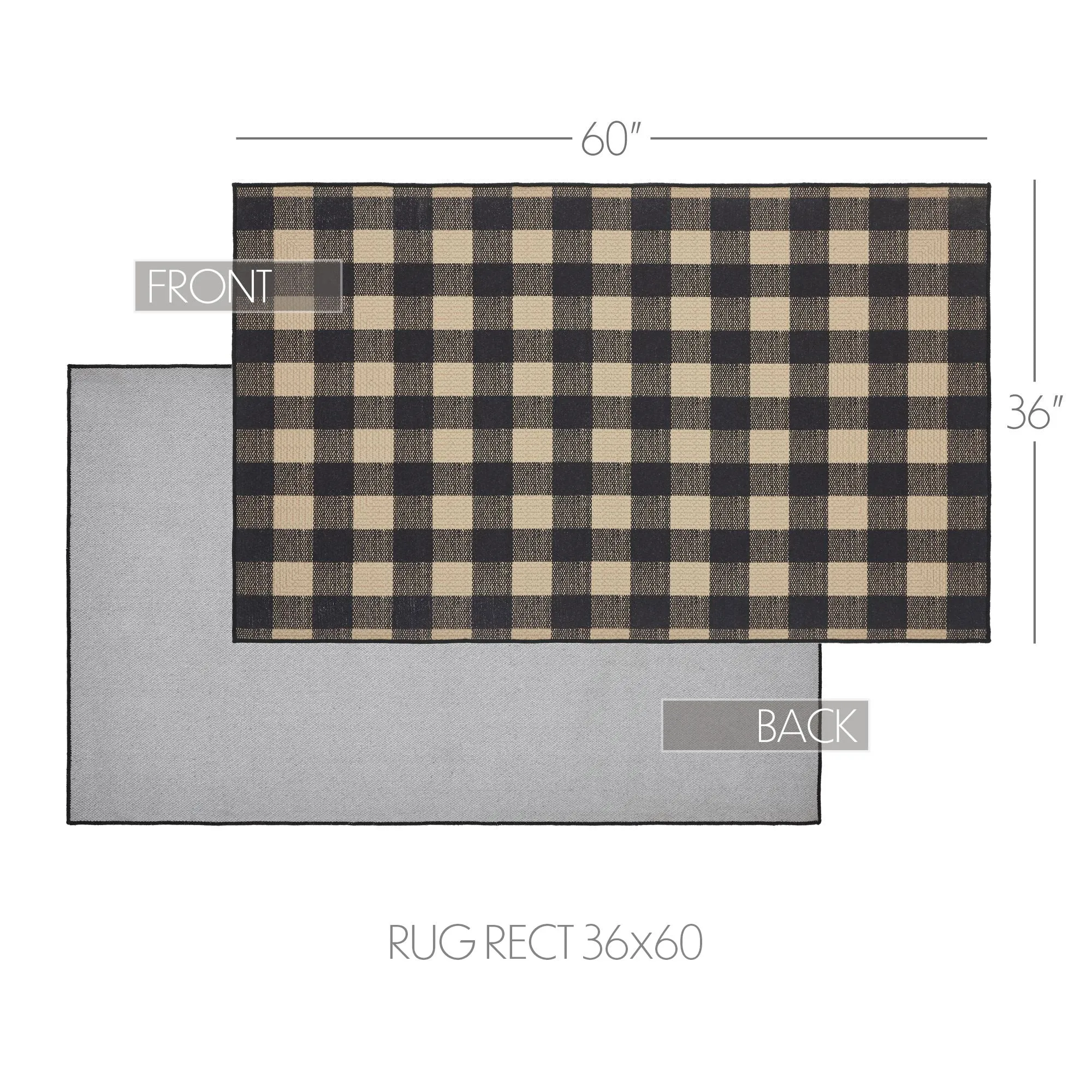 Black Check Polyester Rug Rect 36x60