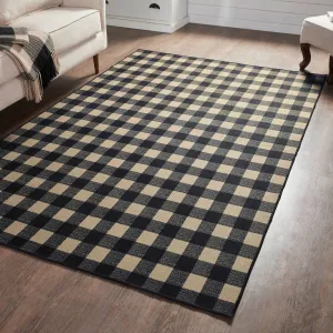 Black Check Polyester Rug Rect 60x96