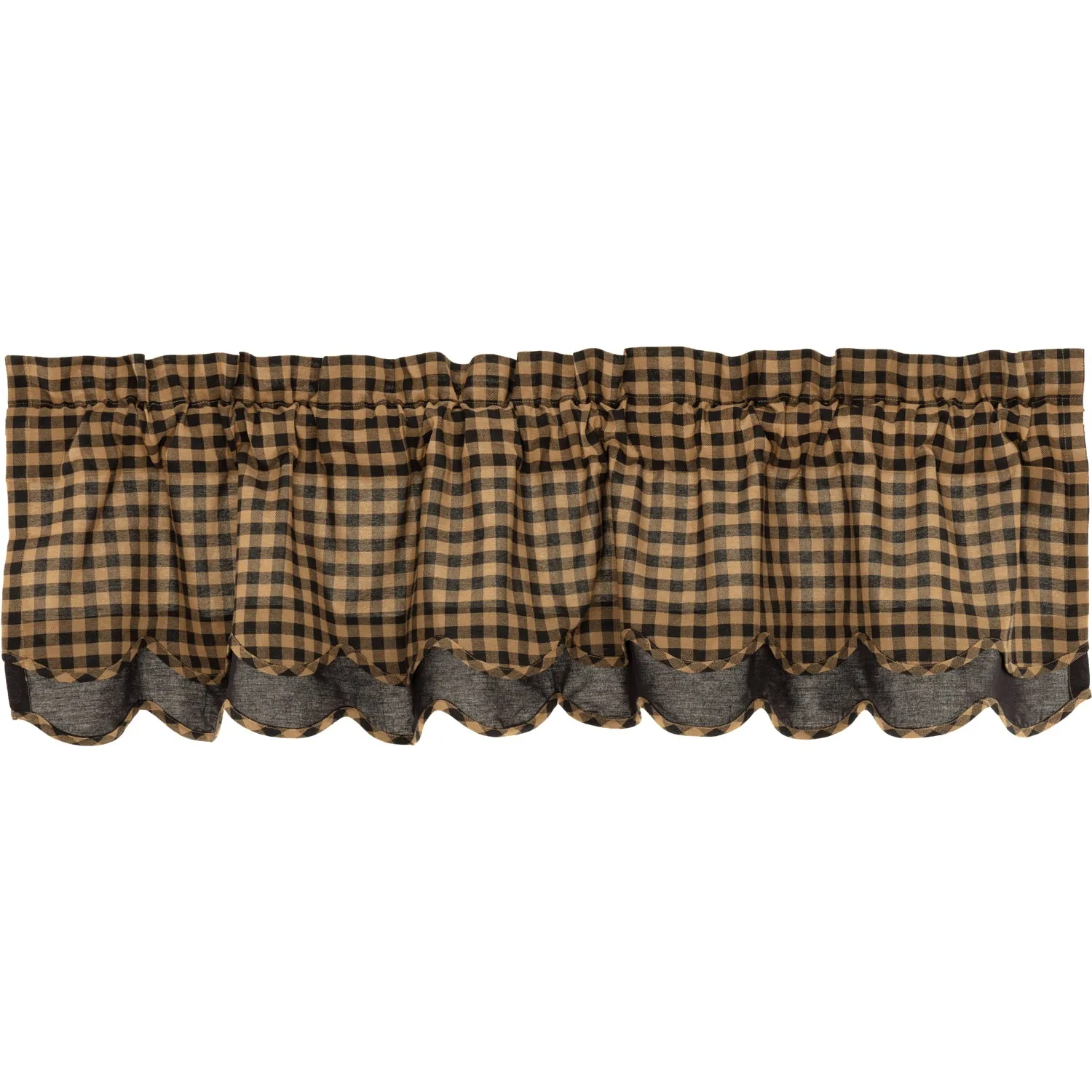 Black Check Scalloped Layered Valance 16x60