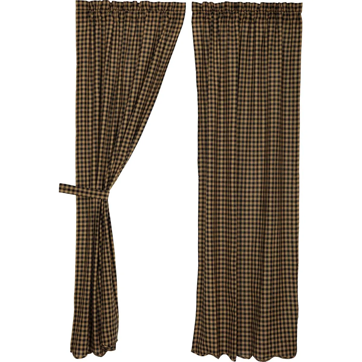 Black Check Scalloped Panel Set of 2 84x40 - Due Back Nov 1st 2024, Call to preorder 816-569-3911