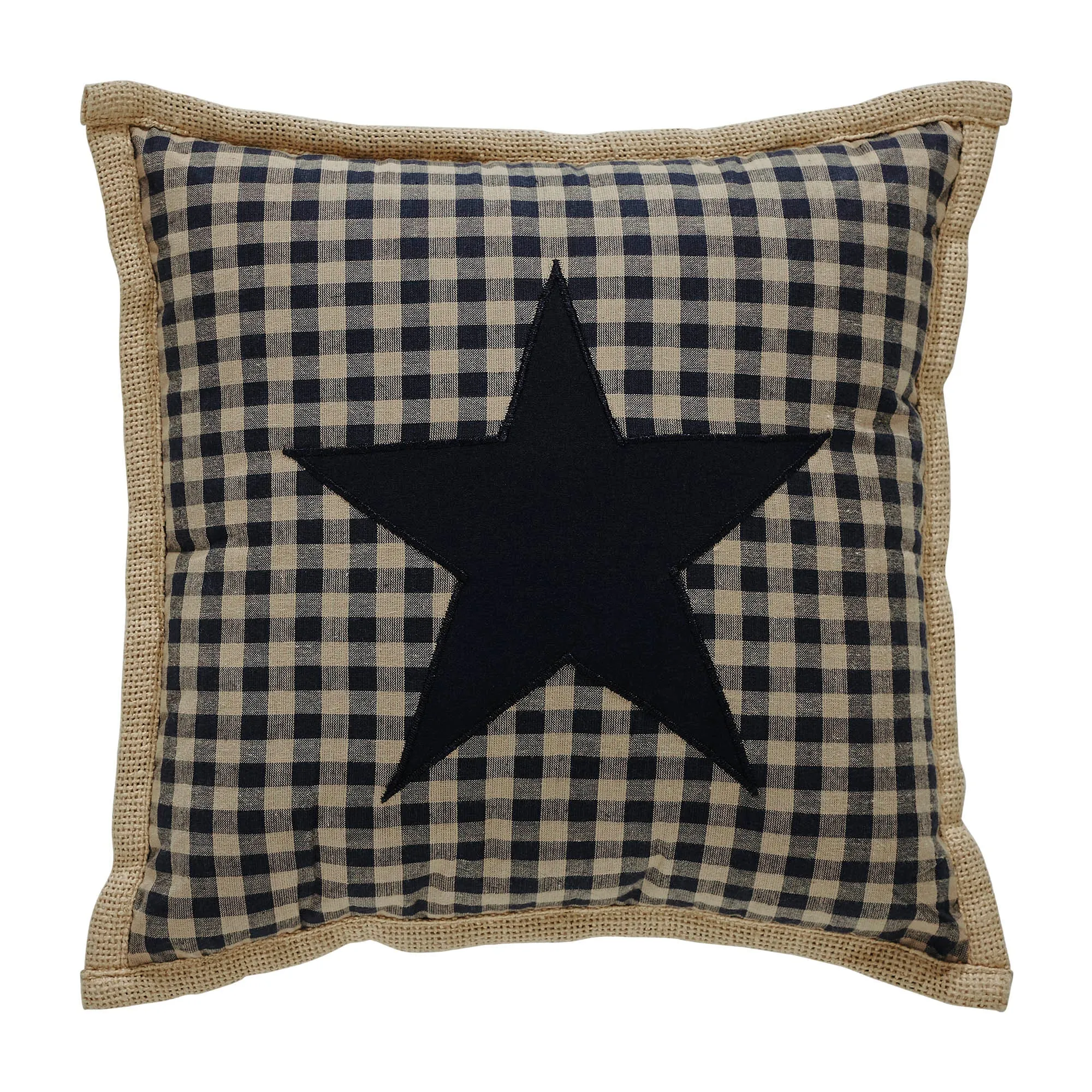 Black Check Star Pillow 12x12